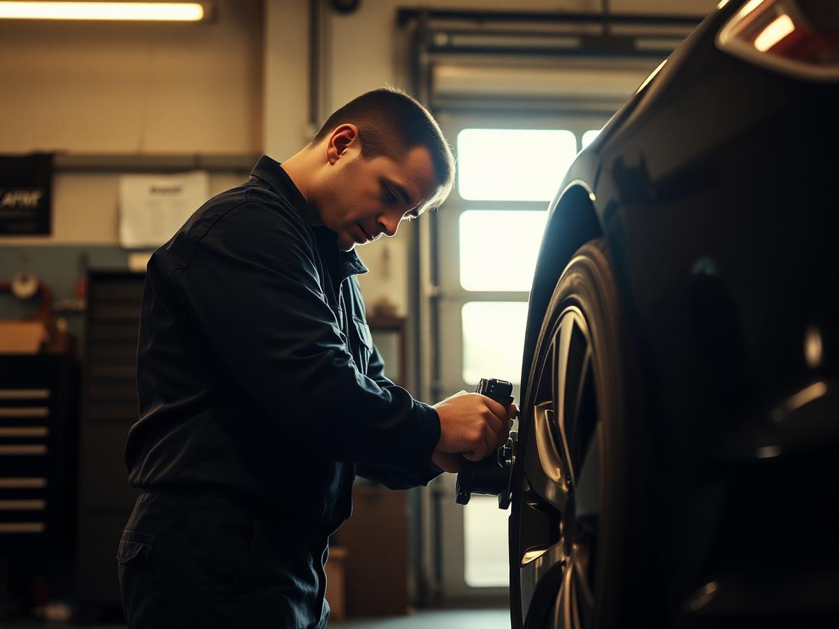 Technician torquing a wheel hub during service at Baeza Auto Repair
