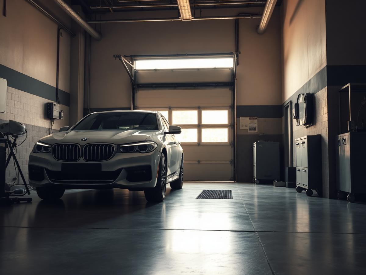 Freshly serviced vehicle in a clean Aurora service bay
